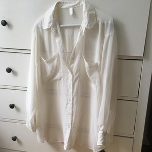 American Apparel sheer chiffon white blouse